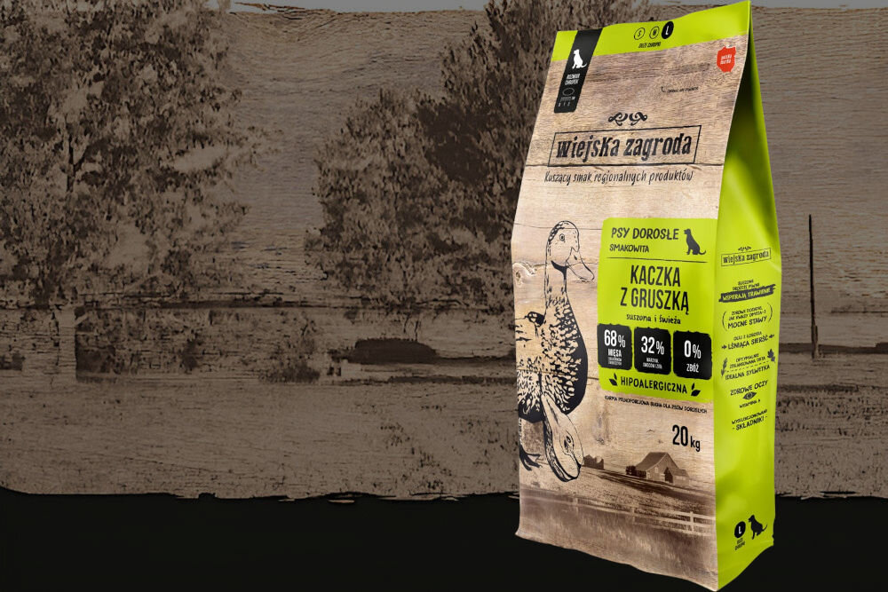 Karma dla psa WIEJSKA ZAGRODA Kaczka z gruszką L 20 kg dawkowanie analiza sklad