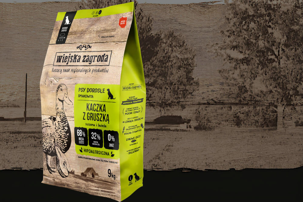 Karma dla psa WIEJSKA ZAGRODA Kaczka z gruszką L 9 kg dawkowanie analiza sklad