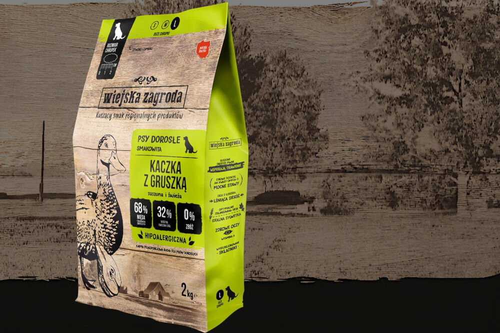 Karma dla psa WIEJSKA ZAGRODA Kaczka z gruszką L 2 kg dawkowanie analiza sklad