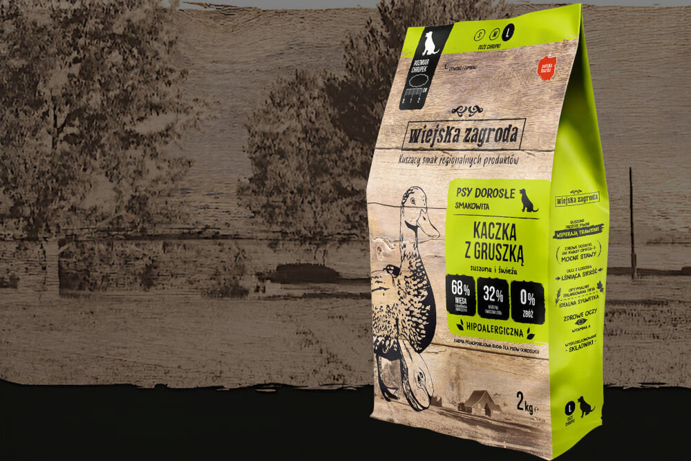 Karma dla psa WIEJSKA ZAGRODA Kaczka z gruszką L 2 kg dawkowanie analiza sklad
