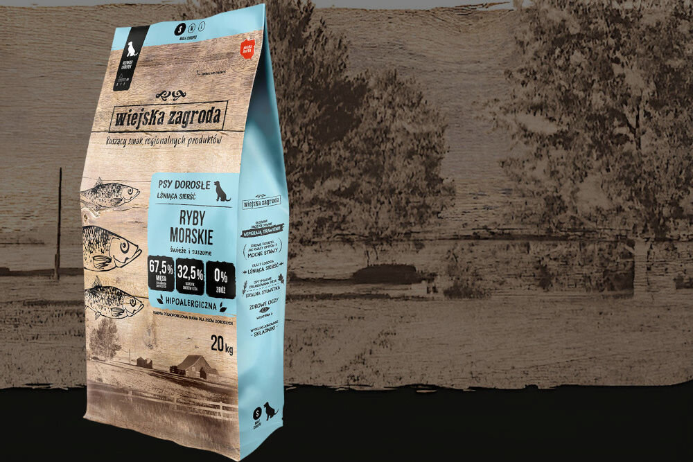 Karma dla psa WIEJSKA ZAGRODA Ryby morskie S 20 kg dawkowanie analiza sklad