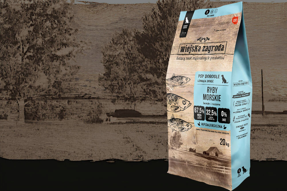 Karma dla psa WIEJSKA ZAGRODA Ryby morskie S 20 kg dawkowanie analiza sklad
