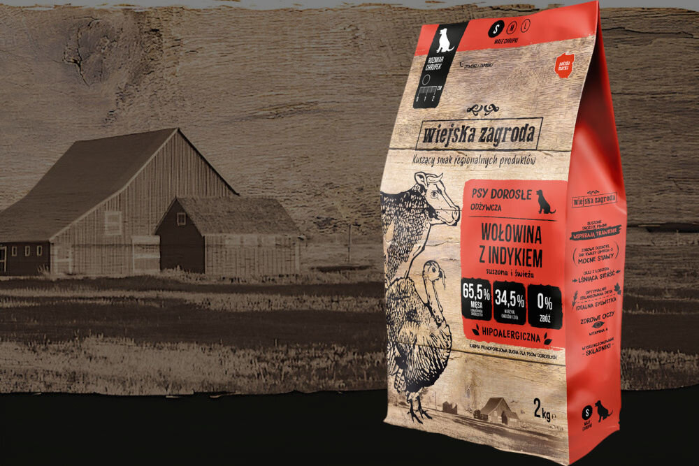 Karma dla psa WIEJSKA ZAGRODA Wołowina z indykiem 2 kg naturalne składniki