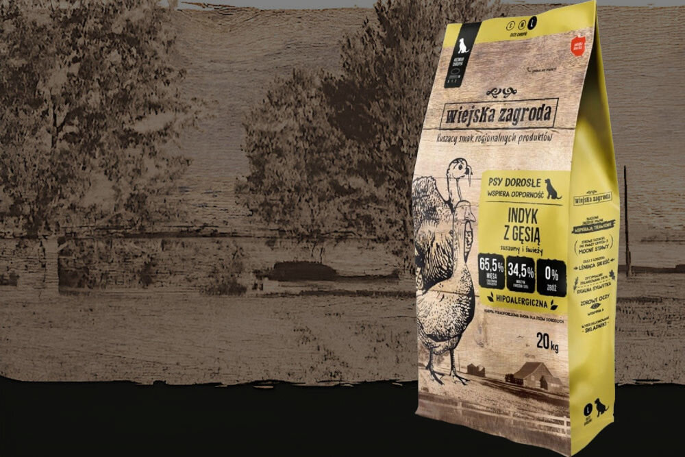 Karma dla psa WIEJSKA ZAGRODA Indyk z gęsią L 20 kg dawkowanie analiza sklad