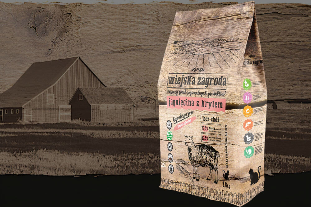 Karma dla kota WIEJSKA ZAGRODA Jagnięcina z krylem 1,6 kg naturalne składniki