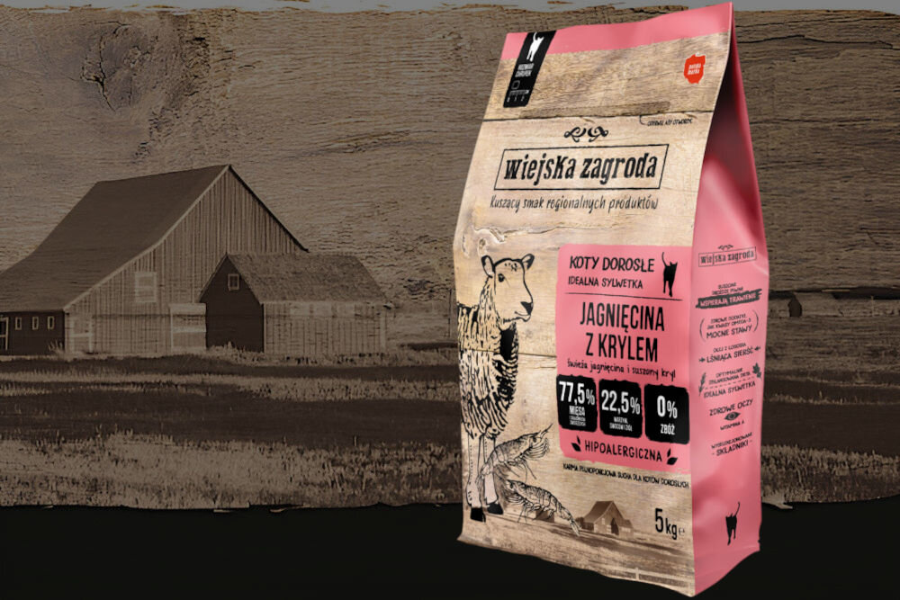 Karma dla kota WIEJSKA ZAGRODA Jagnięcina z krylem 5 kg naturalne składniki