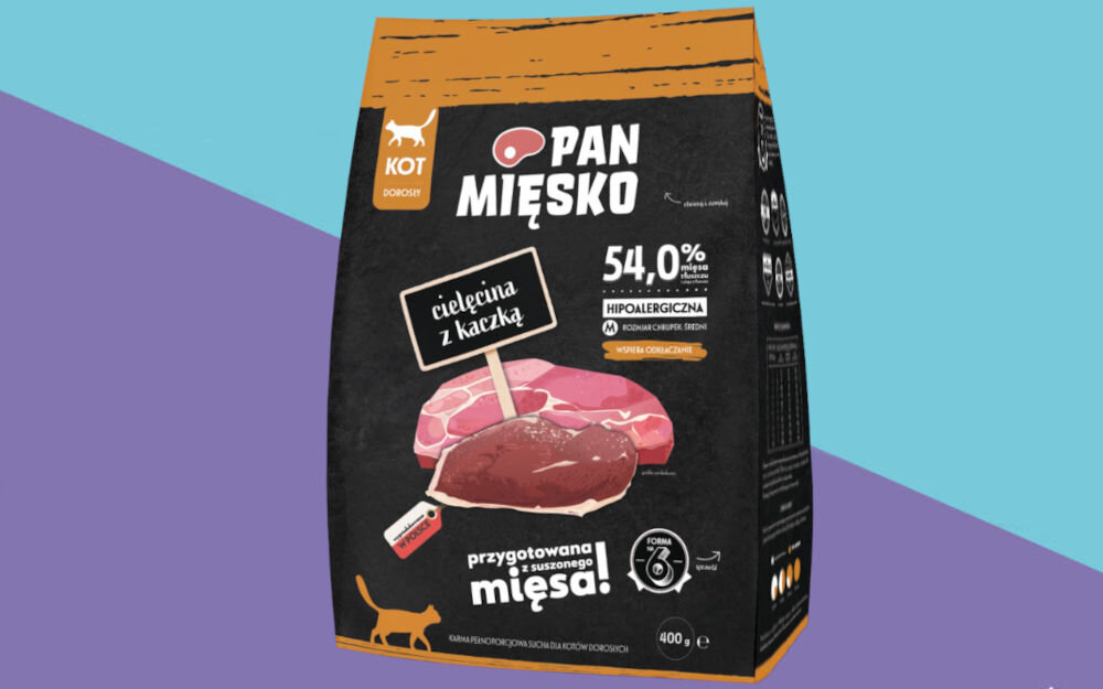 Karma dla kota PAN MIĘSKO Cielęcina z kaczką M 400 g dawkowanie analiza sklad
