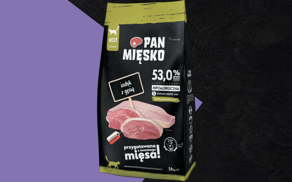 Karma dla kota PAN MIĘSKO Indyk z gęsią S 1,6 kg dawkowanie analiza sklad