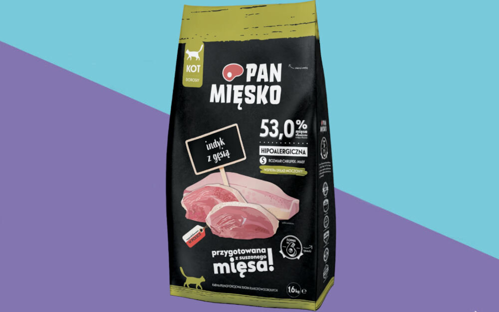 Karma dla kota PAN MIĘSKO Indyk z gęsią S 1,6 kg dawkowanie analiza sklad
