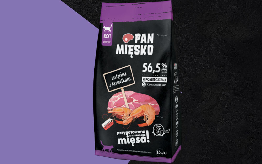 Karma dla kota PAN MIĘSKO Cielęcina z krewetkami 1,6 kg dawkowanie analiza sklad