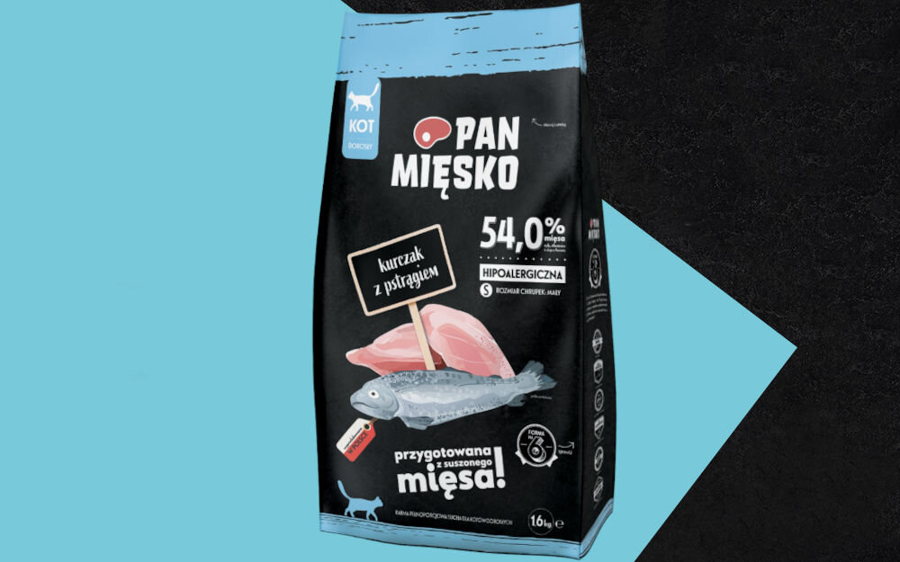 Karma dla kota PAN MIĘSKO Kurczak z pstrągiem S 1,6 kg naturalne składniki