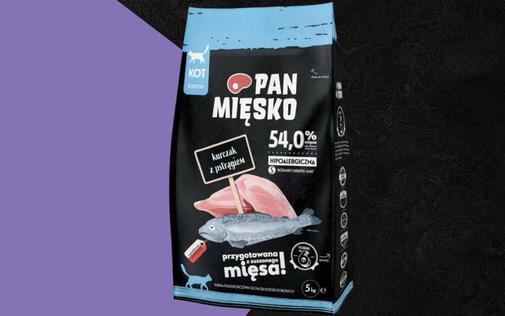 Karma dla kota PAN MIĘSKO Kurczak z pstrągiem 5 kg dawkowanie analiza sklad
