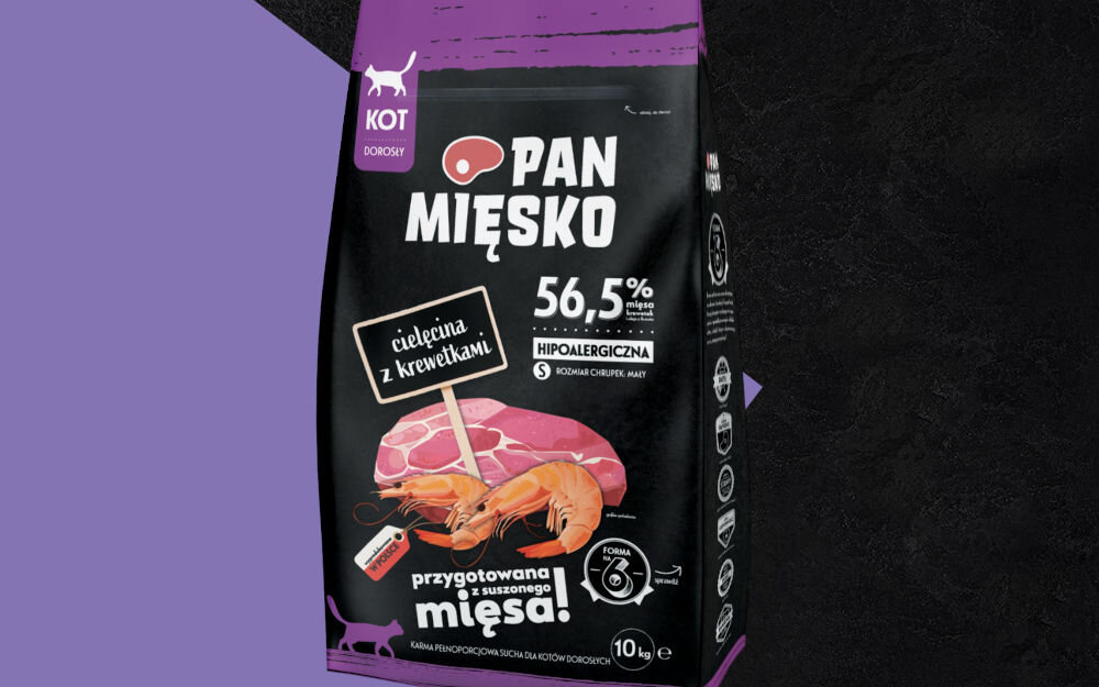 Karma dla kota PAN MIĘSKO Cielęcina z krewetkami 10 kg dawkowanie analiza sklad