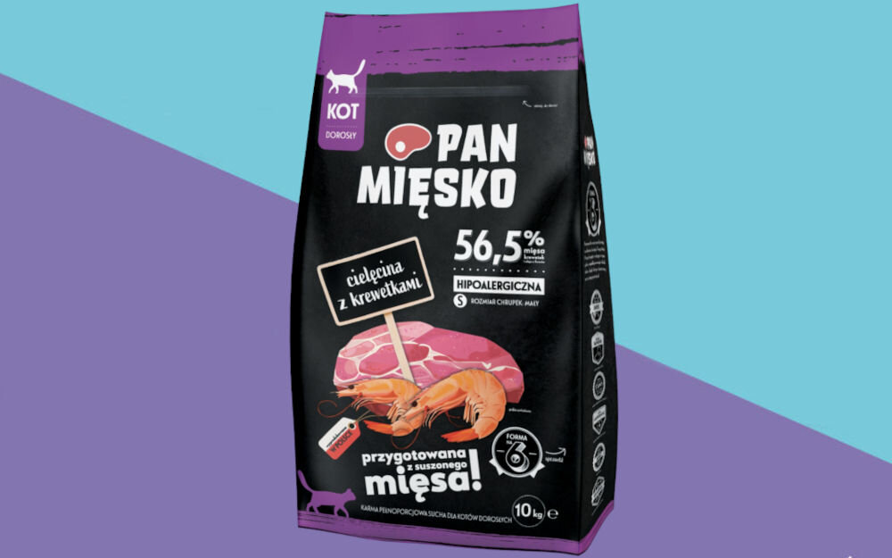 Karma dla kota PAN MIĘSKO Cielęcina z krewetkami 10 kg dawkowanie analiza sklad