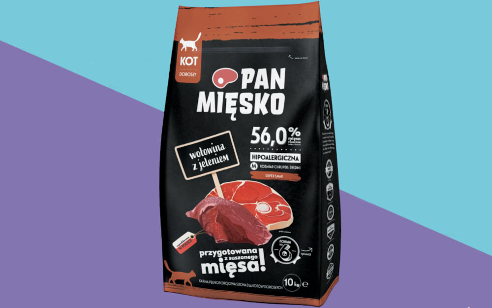 Karma dla kota PAN MIĘSKO Wołowina z jeleniem 10 kg dawkowanie analiza sklad