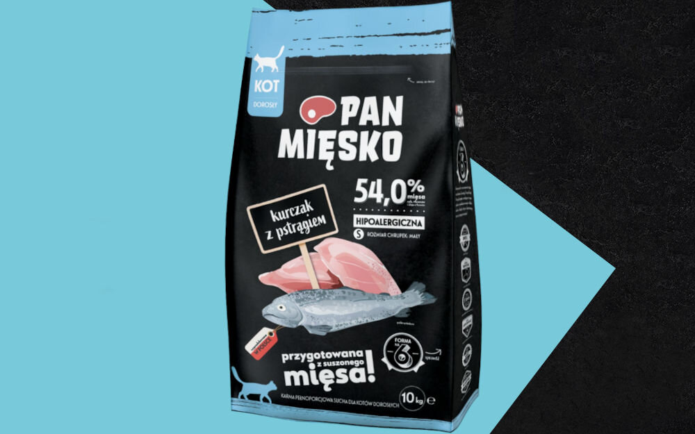 Karma dla kota PAN MIĘSKO Kurczak z pstrągiem S 10 kg naturalne składniki