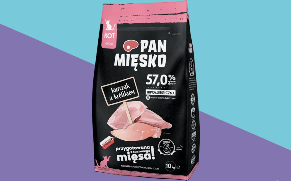 Karma dla kota PAN MIĘSKO Kurczak z królikiem XS 10 kg dawkowanie analiza sklad
