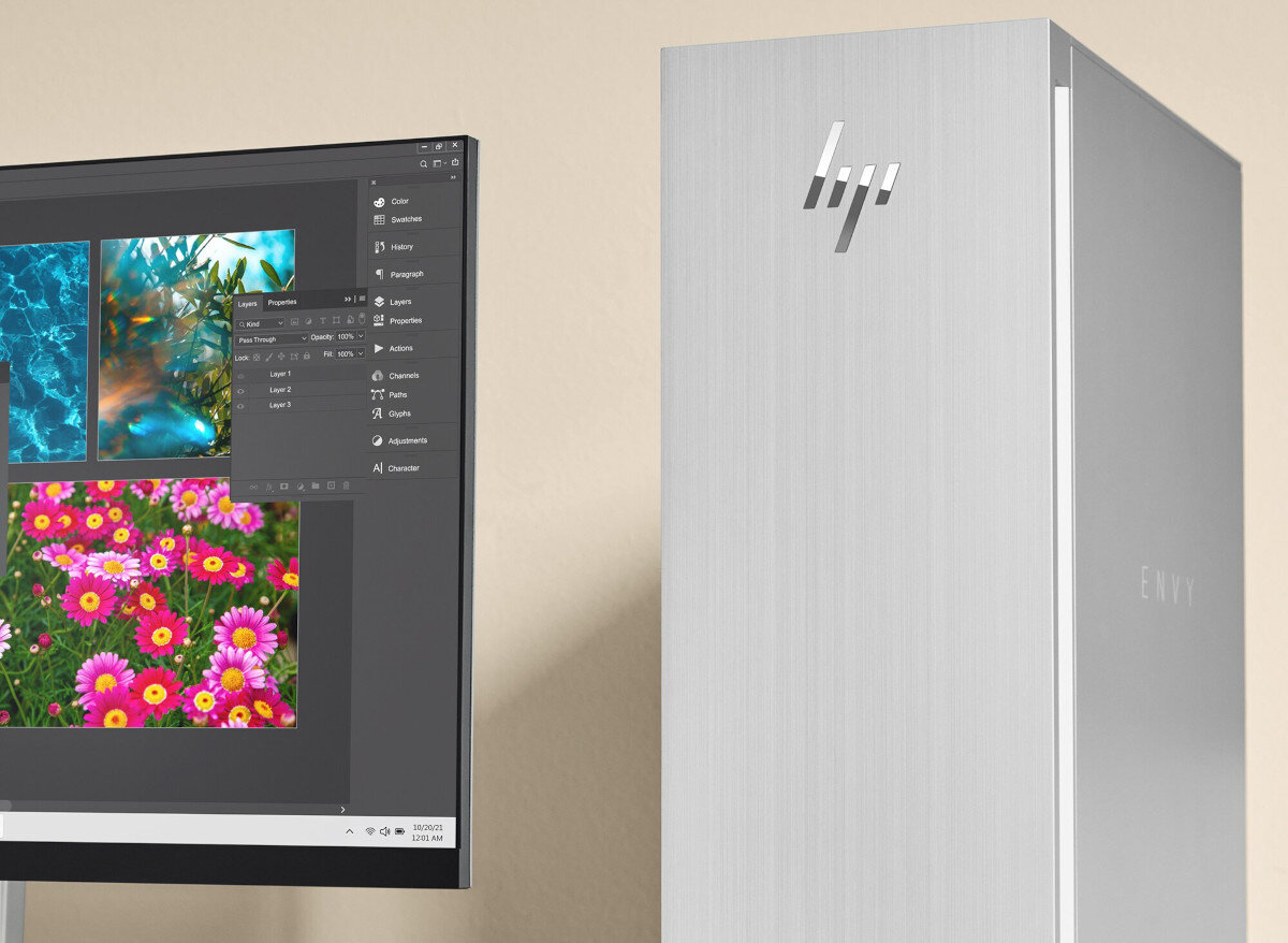 Komputer HP Envy TE02-0002NW i7-12700K 32GB RAM 1TB SSD 1TB HDD GeForce RTX3070 Windows 11 Home procesor rdzenie taktowanie pamięć dysk pojemność