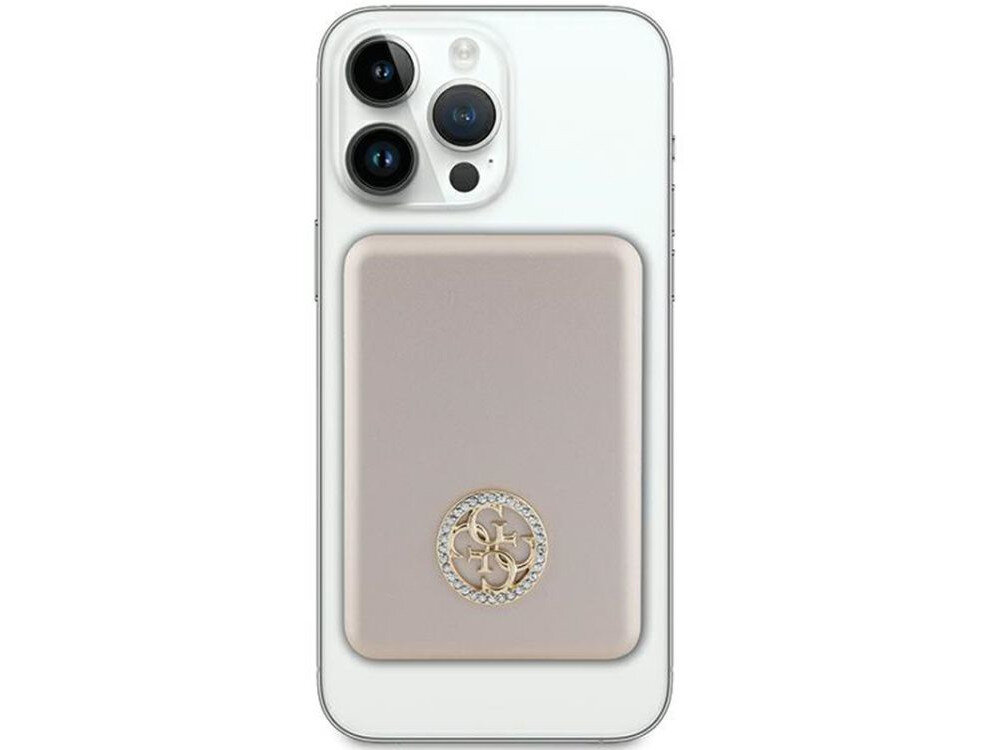 Powerbank indukcyjny GUESS 4G Strassed Metal Logo MagSafe 15W 5000 mAh precyzyjna konstrukcja led 5000 mAh 44g zlote logo