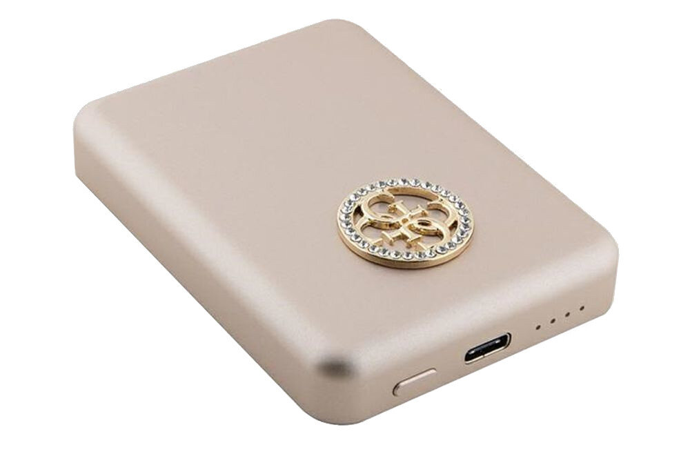 Powerbank indukcyjny GUESS 4G Strassed Metal Logo MagSafe 15W 5000 mAh dopasowane magnesy wygodne funkcjonalne