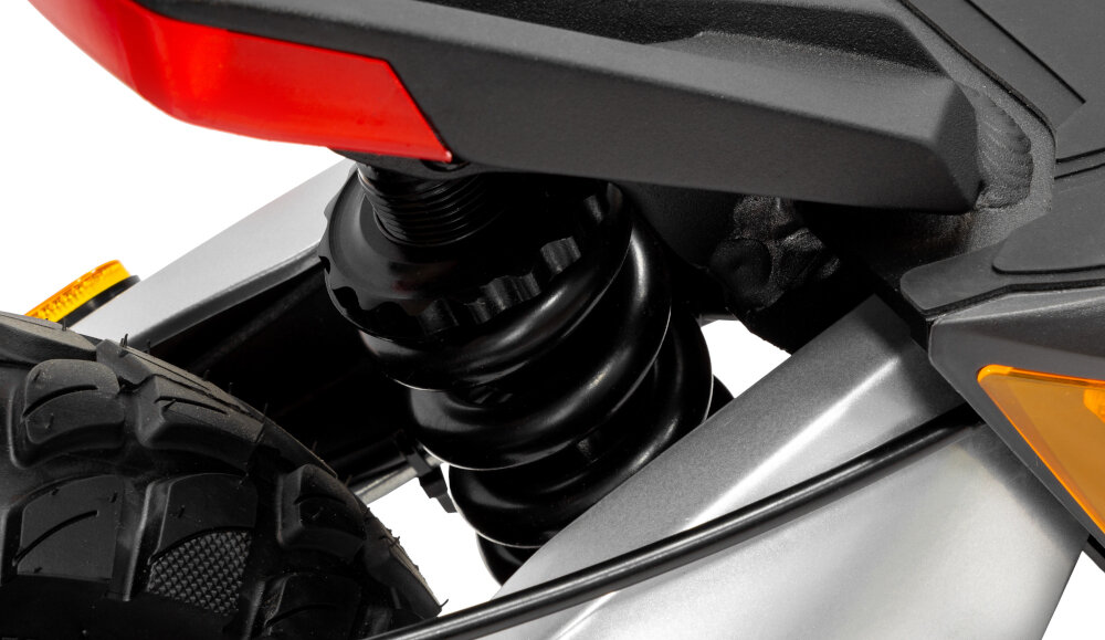 Hulajnoga elektryczna JEEP JXP Czarno-szary zaawansowany system amortyzacji amortyzacja na przodzie i na tyle minimalizowanie wstrzasow i drgan