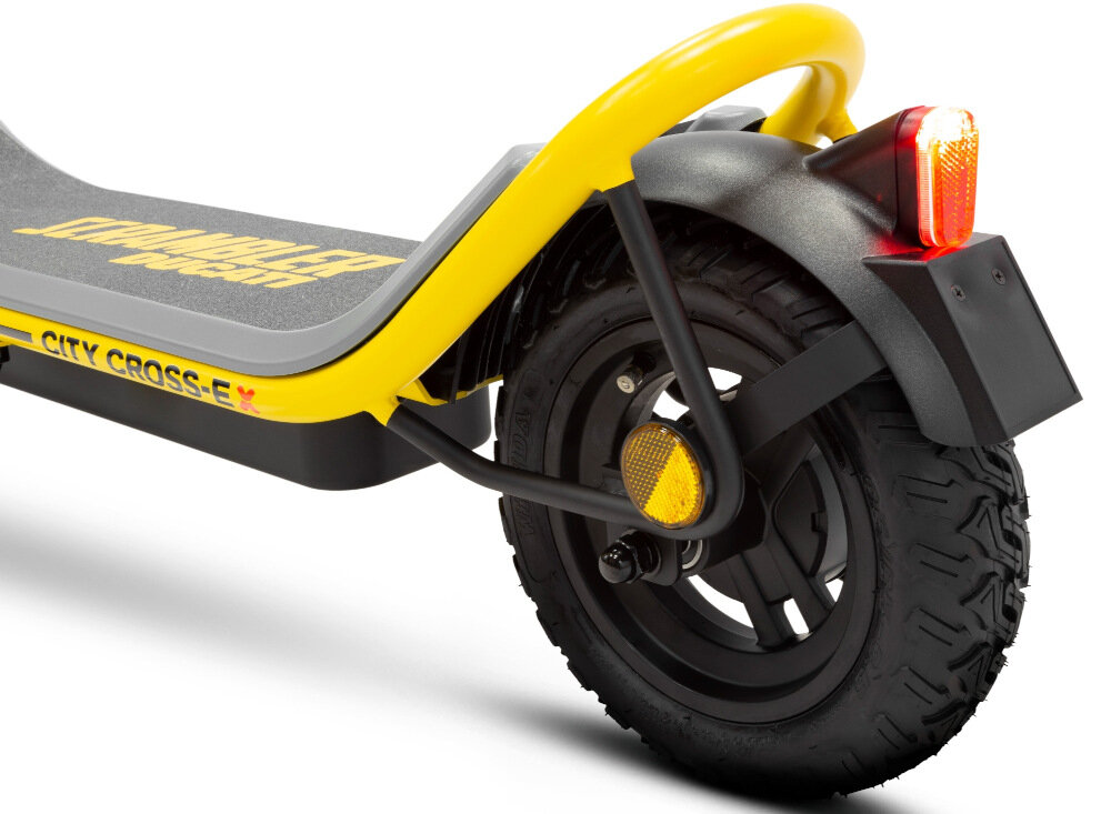 Hulajnoga elektryczna DUCATI Scrambler City Cross-E E-Scooter Cross-E X Off Czarno-żółty manewrowosc zrecznosc silidne bezdetkowe opony 10-calowe gruby bieznik