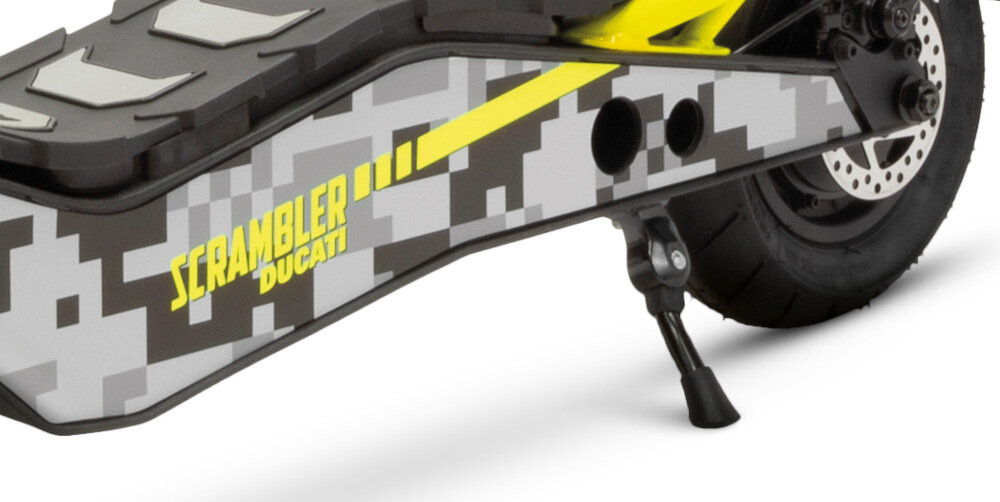 Hulajnoga elektryczna DUCATI Scrambler Cross E Sport Czarno-żółty skladna wytrzymala stopka w centralnym punkcie ciezkosci