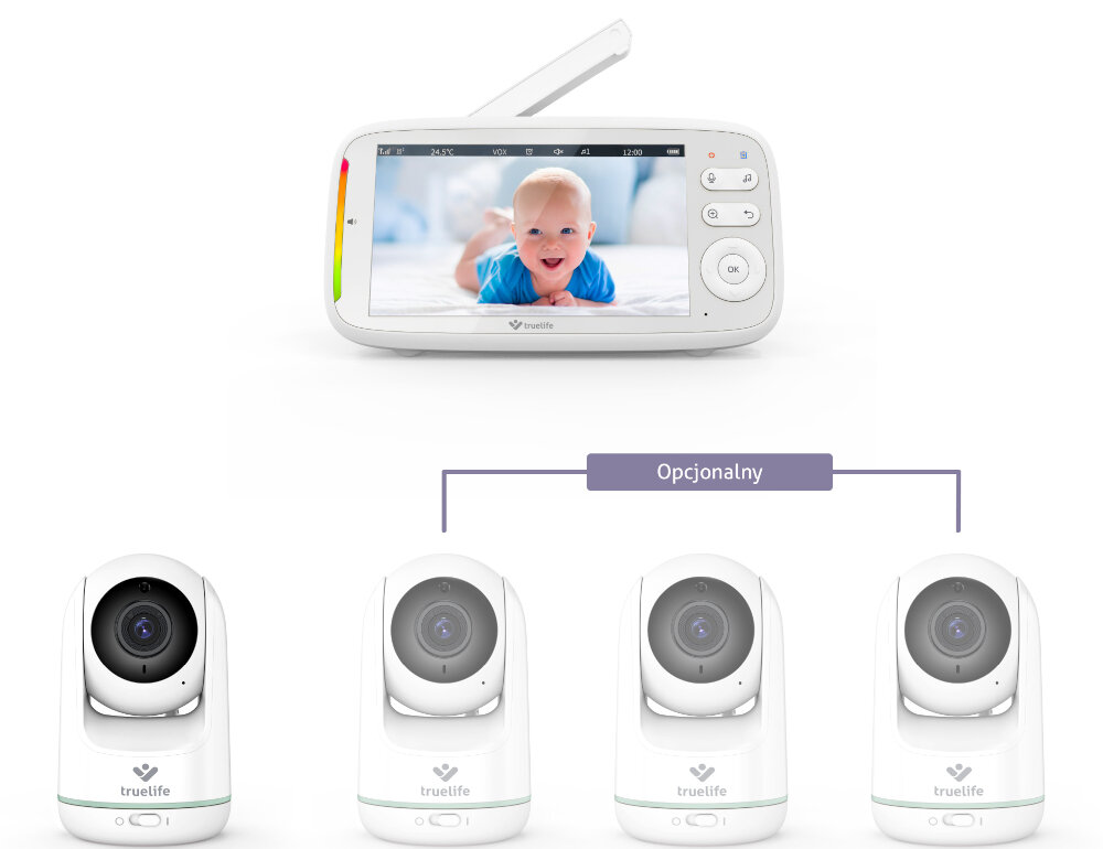 Niania elektroniczna TRUELIFE NannyCam R5 Rozszerzona obserwacja  do 4 kamer do jednej jednostki rodzicielskiej możl,iwości
