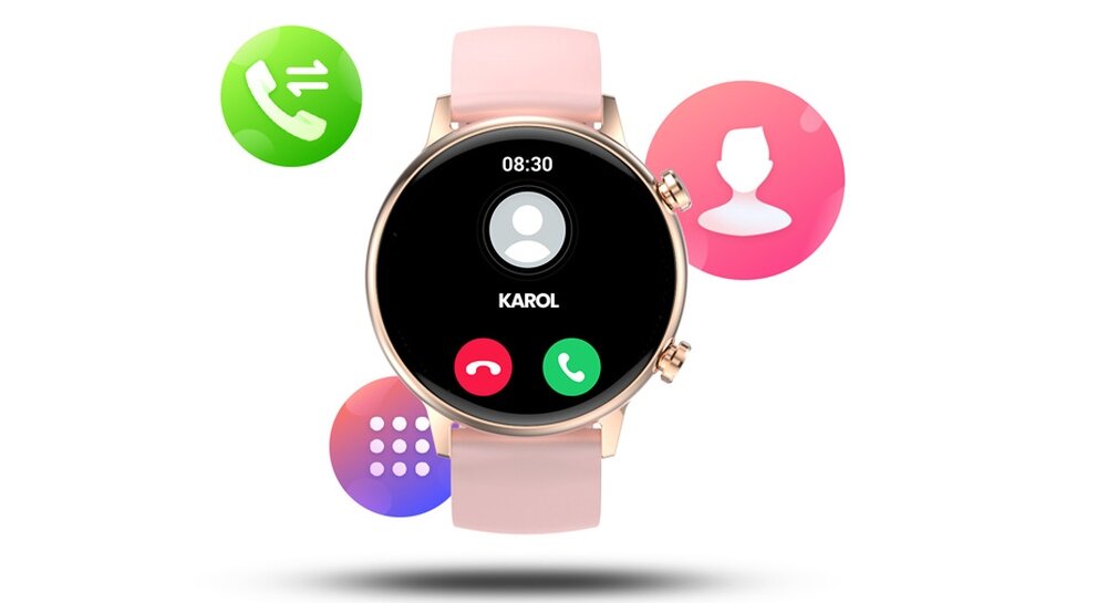 Smartwatch MANTA Alexa mini ekran bateria czujniki zdrowie sport pasek ładowanie pojemność rozdzielczość łączność sterowanie krew puls rozmowy smartfon aplikacja