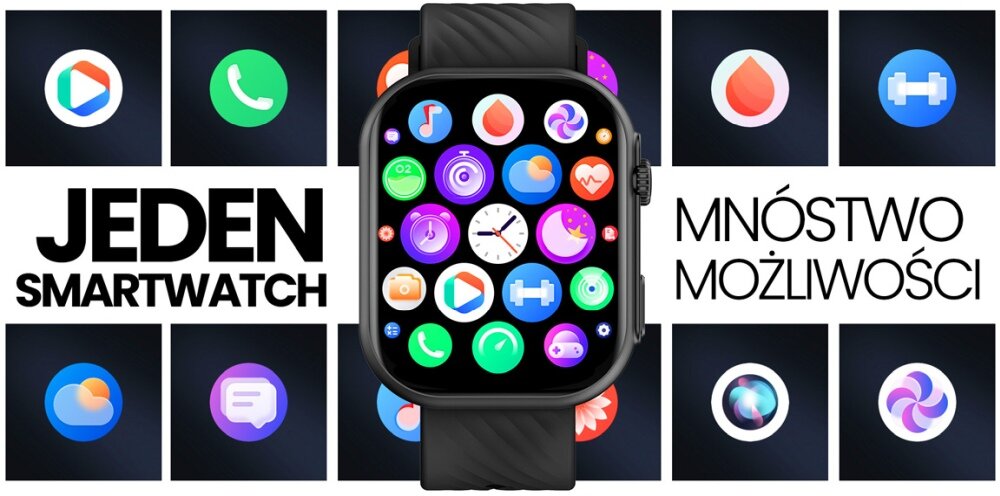 Smartwatch MANTA Revo ekran bateria czujniki zdrowie sport pasek ładowanie pojemność rozdzielczość łączność sterowanie krew puls rozmowy smartfon aplikacja