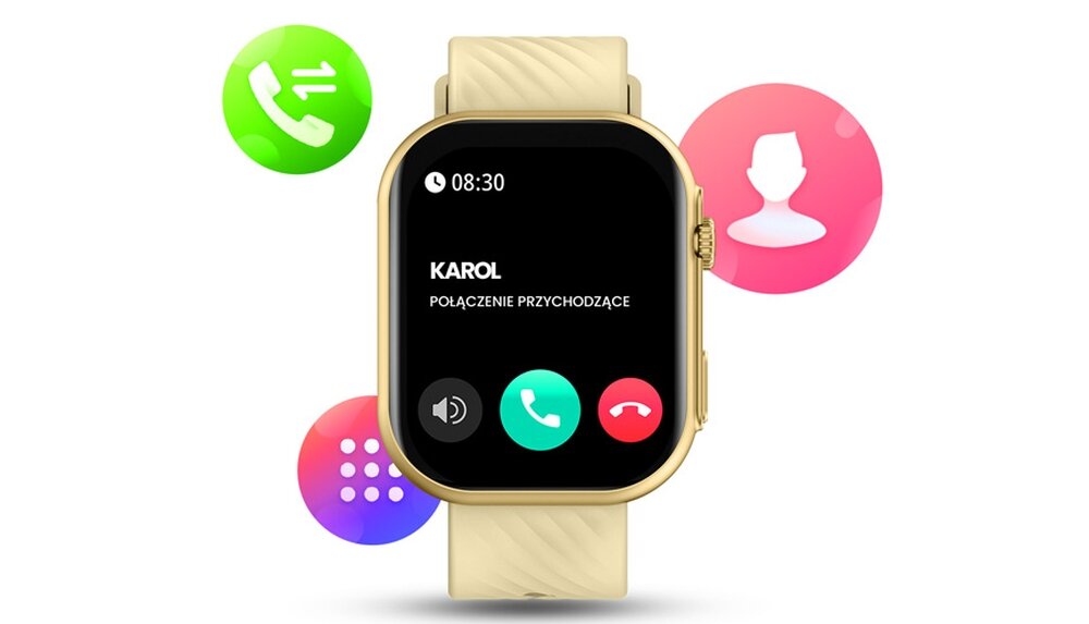 Smartwatch MANTA Revo ekran bateria czujniki zdrowie sport pasek ładowanie pojemność rozdzielczość łączność sterowanie krew puls rozmowy smartfon aplikacja