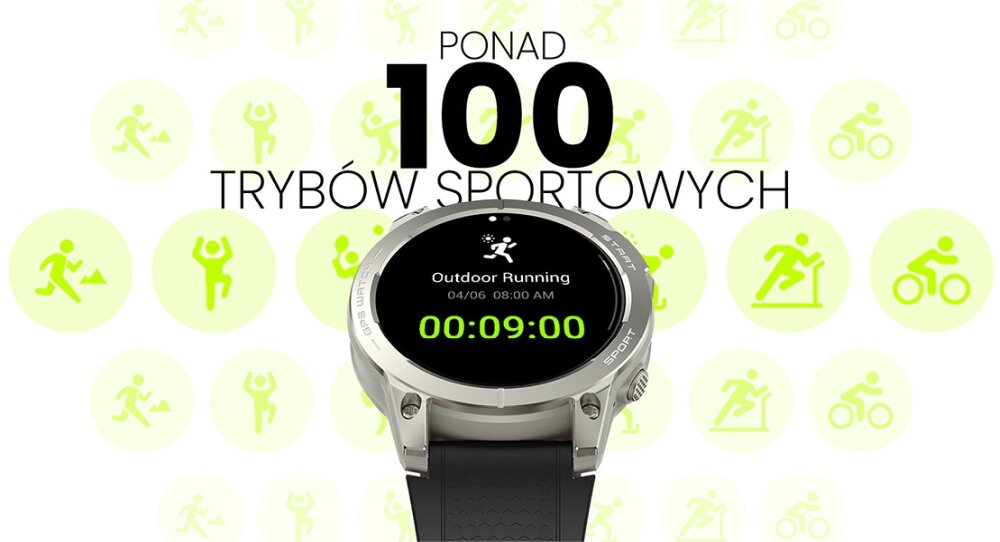 Smartwatch MANTA Activ X GPS  ekran bateria czujniki zdrowie sport pasek ładowanie pojemność rozdzielczość łączność sterowanie krew puls rozmowy smartfon aplikacja
