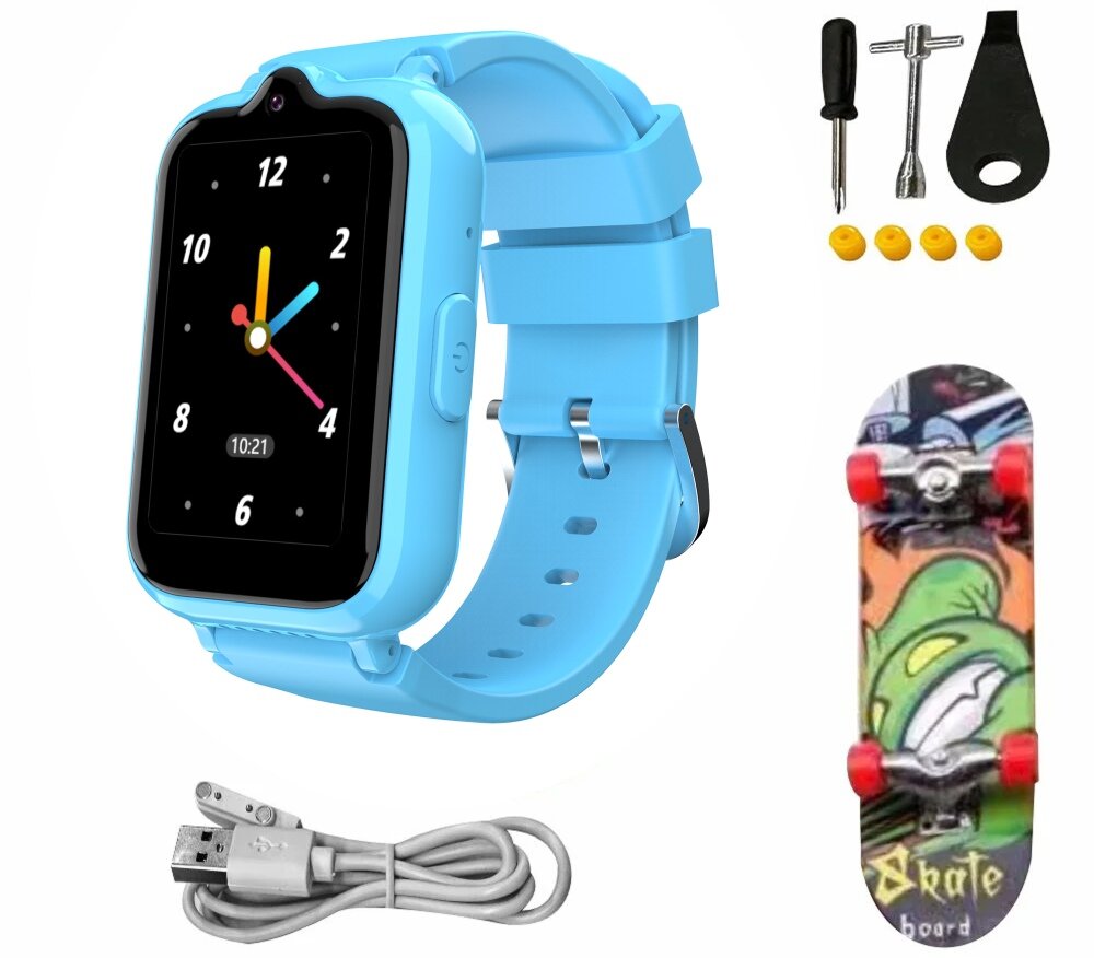 Smartwatch MANTA Junior Joy 4G ekran bateria czujniki zdrowie sport pasek ładowanie pojemność rozdzielczość łączność sterowanie krew puls rozmowy smartfon aplikacja