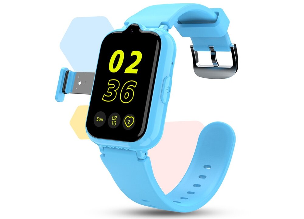 Smartwatch MANTA Junior Joy 4G ekran bateria czujniki zdrowie sport pasek ładowanie pojemność rozdzielczość łączność sterowanie krew puls rozmowy smartfon aplikacja