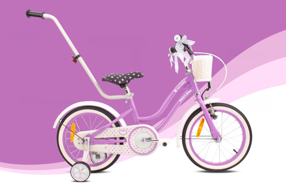 Rower dziecięcy SUN BABY Heart bike 16 cali dla dziewczynki Fioletowy hamulce przedni typu V-Brake tylny Torpedo marki SBB niezawodne lekkie szybki czas reakcji
