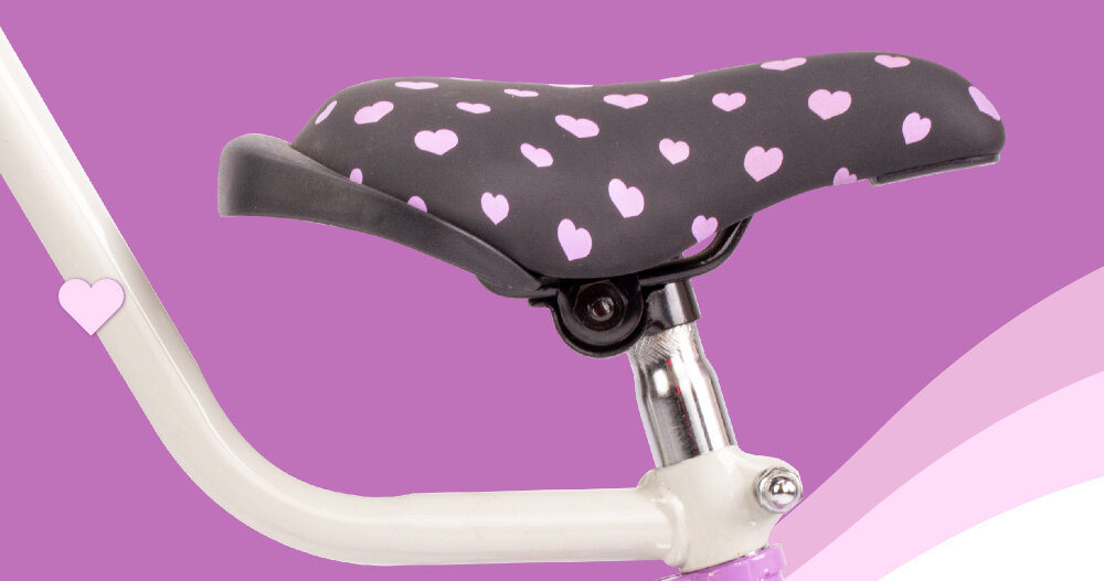 Rower dziecięcy SUN BABY Heart bike 16 cali dla dziewczynki Fioletowy bezpieczna satysfakcjonujaca aktywnosc wygodne siodelko regulacja w zakresie od 54 do 62 cm bezpieczna komfortowa jazda