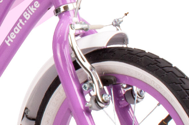Rower dziecięcy SUN BABY Heart bike 14 cali dla dziewczynki Fioletowy hamulce przedni typu V-Brake tylny Torpedo marki SBB niezawodne lekkie szybki czas reakcji reflektory odblaskowe dziecko lepiej widoczne na drodze bezpieczniejsze