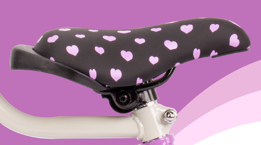 Rower dziecięcy SUN BABY Heart bike 14 cali dla dziewczynki Fioletowy bezpieczna satysfakcjonujaca aktywnosc wygodne siodelko regulacja w zakresie od 50 do 58 cm bezpieczna komfortowa jazda