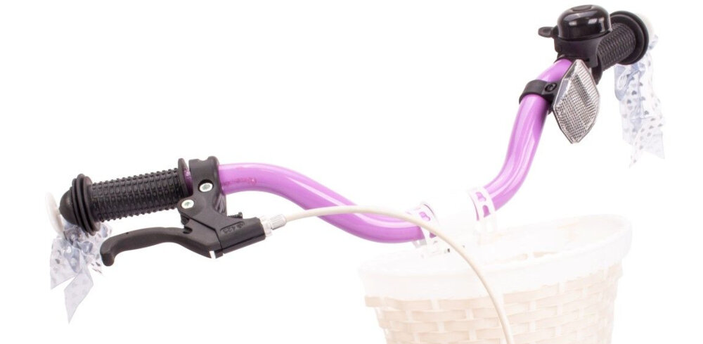 Rower dziecięcy SUN BABY Heart bike 14 cali dla dziewczynki Fioletowy najwyzszy komfort jazdydziecko nie odczuje dyskomfortu zapewniona odpowiednia pozycja ciala kierownica regulacja w zakresie 68-74 cm uchwyty antyposlizgowy material zabezpiecza dlonie przed otarciami