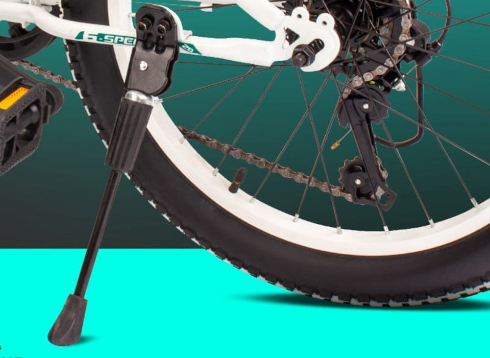 Rower dziecięcy SUN BABY Tiger Bike 20 cali dla chłopca Biało-zielony stopka w centralnym punkcie ciezkosci rower bedzie stal stabilnie odblaski dziecko lepiej widoczne na drodze bezpieczniejsze dzwonek