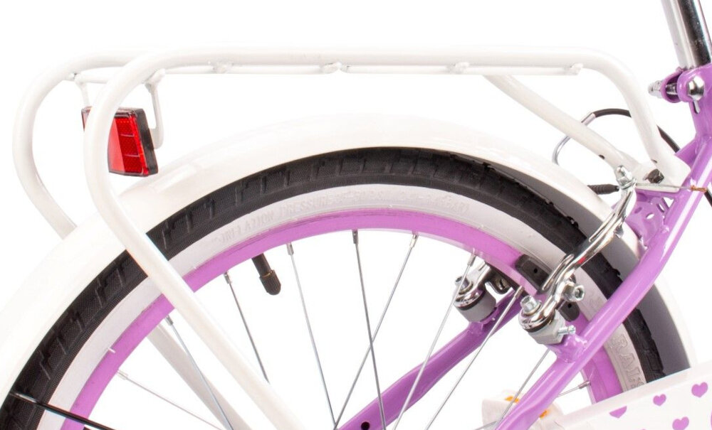 Rower dziecięcy SUN BABY Heart bike 20 cali dla dziewczynki Fioletowy bagaznik dodatkowe miejsce