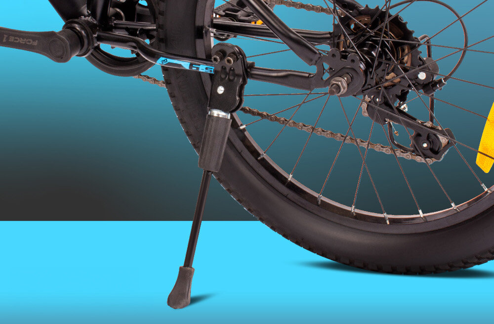 Rower dziecięcy SUN BABY Tiger Bike 20 cali dla chłopca Czarno-zielono-niebieski stopka w centralnym punkcie ciezkosci rower bedzie stal stabilnie odblaski dziecko lepiej widoczne na drodze bezpieczniejsze dzwonek