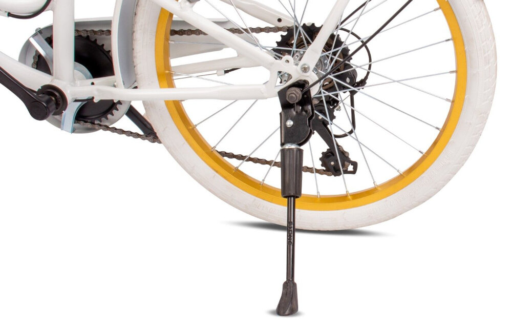 Rower dziecięcy SUN BABY Heart bike 20 cali dla dziewczynki Biało-złoty szereg udogodnien stopka odblaski dzwonek