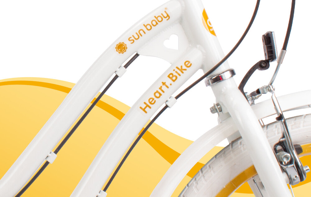 Rower dziecięcy SUN BABY Heart bike 20 cali dla dziewczynki Biało-złoty rama stalowa 11,5-calowa dostosowana geometra do najmlodszych ponadprzecietna odpornosc na uszkodzenia mechaniczne i dzialanie czynnikow zewnwtrznych  wybor rozmiaru ramy wzrost Twojego dziecka mierzony w zrelaksowanej pozycji typ roweru dla dzieci o wzroscie od 135 do 165 cm