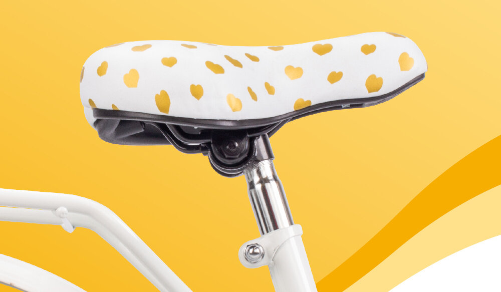 Rower dziecięcy SUN BABY Heart bike 20 cali dla dziewczynki Biało-złoty siodelko wgodne regulacja w zakresie od 61 do 68 cm dopasowanie bezpieczna satysfakcjonujaca aktywnosc