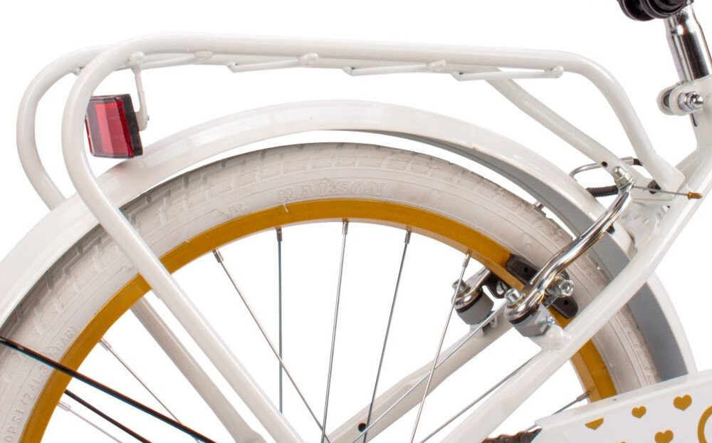 Rower dziecięcy SUN BABY Heart bike 20 cali dla dziewczynki Biało-złoty bagaznik dodatkowe miejsce