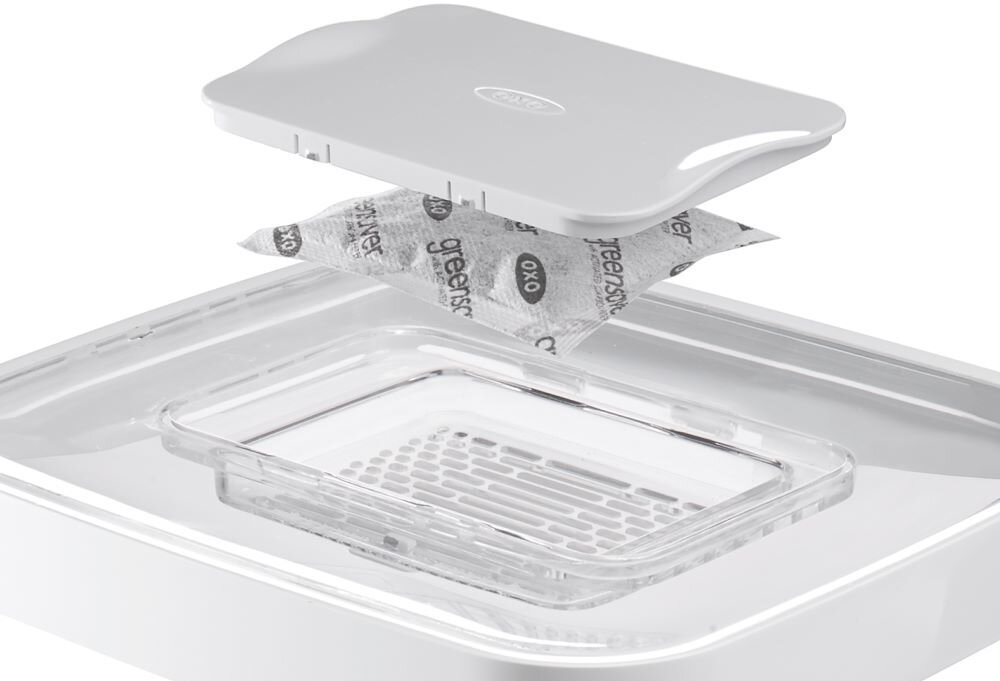 OXO-Wkłady do filtrów OXO Green Saver cały rok użytkowania działanie wkładu przez około 3 miesiące oszczędność czasu i pieniędzy prosta szybka wymiana umieszczenie w obudowie filtra