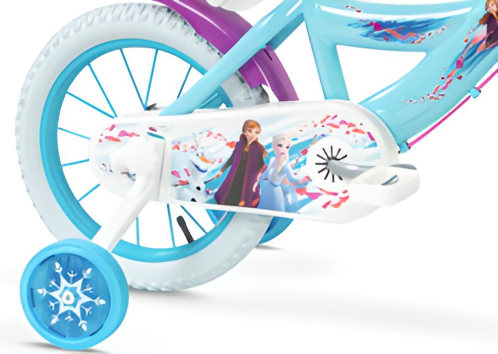 Rower dziecięcy DISNEY Kraina Lodu 14 cali dla dziewczynki 14-calowe kola boczne kolka lanuch stylowa oslona blotniki
