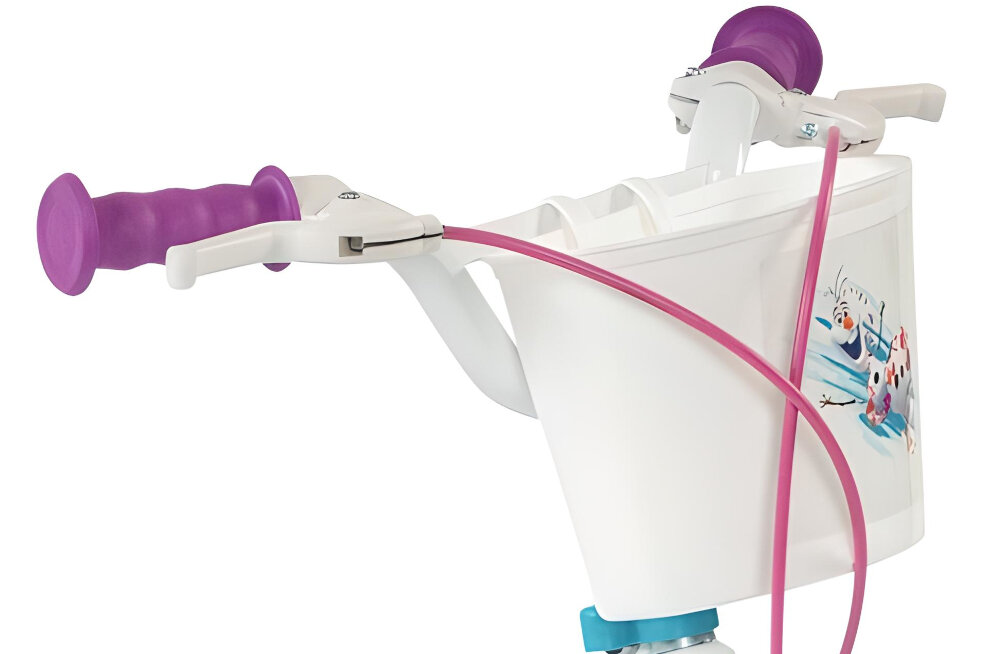 Rower dziecięcy DISNEY Kraina Lodu 14 cali dla dziewczynki ukryty kierownicy antyposlizgowy material dobrze wyprofilowane koszyk na drobiazgi z postacia Olafa