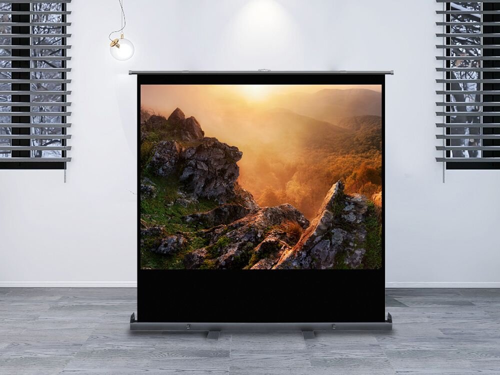 Ekran projekcyjny ART PS-100 152x203 ręczny ekran szybkie rozkładanie mobilne prezentacje, projektor stojący w pomieszczeniu